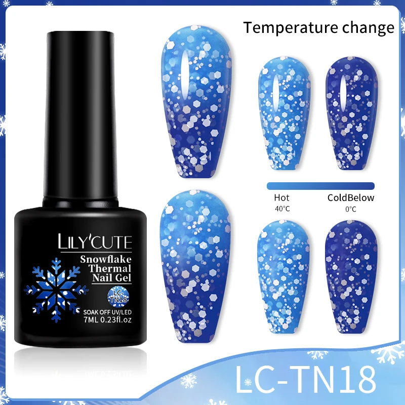 LILYCUTE Thermal Gel Nail Polish 3-layers Color Changing Effect Gel Varnishes All For Manicure Long Lasting Nails Art UV Gel