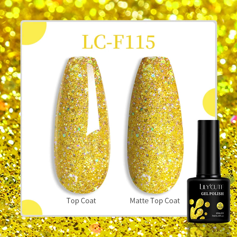 LILYCUTE Nude Glitter Color Sparkling Gel Nail Polish Spring Long Lasting For Manicure Soak Off Nail Base Top Coat Gel Varnish