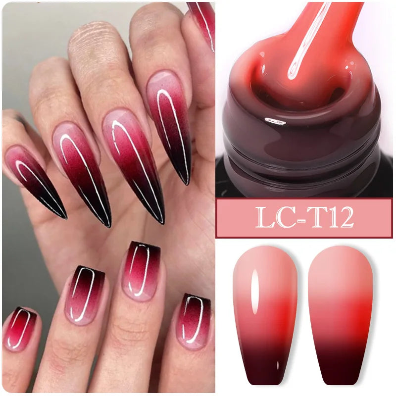 LILYCUTE Thermal Gel Nail Polish 3-layers Color Changing Effect Gel Varnishes All For Manicure Long Lasting Nails Art UV Gel