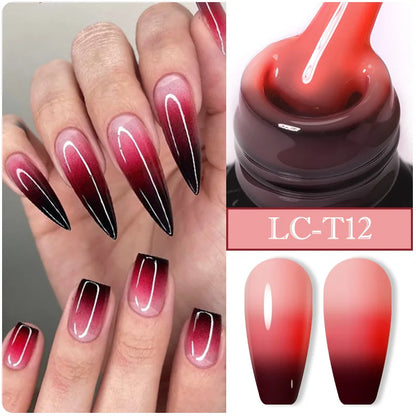 LILYCUTE Thermal Gel Nail Polish 3-layers Color Changing Effect Gel Varnishes All For Manicure Long Lasting Nails Art UV Gel