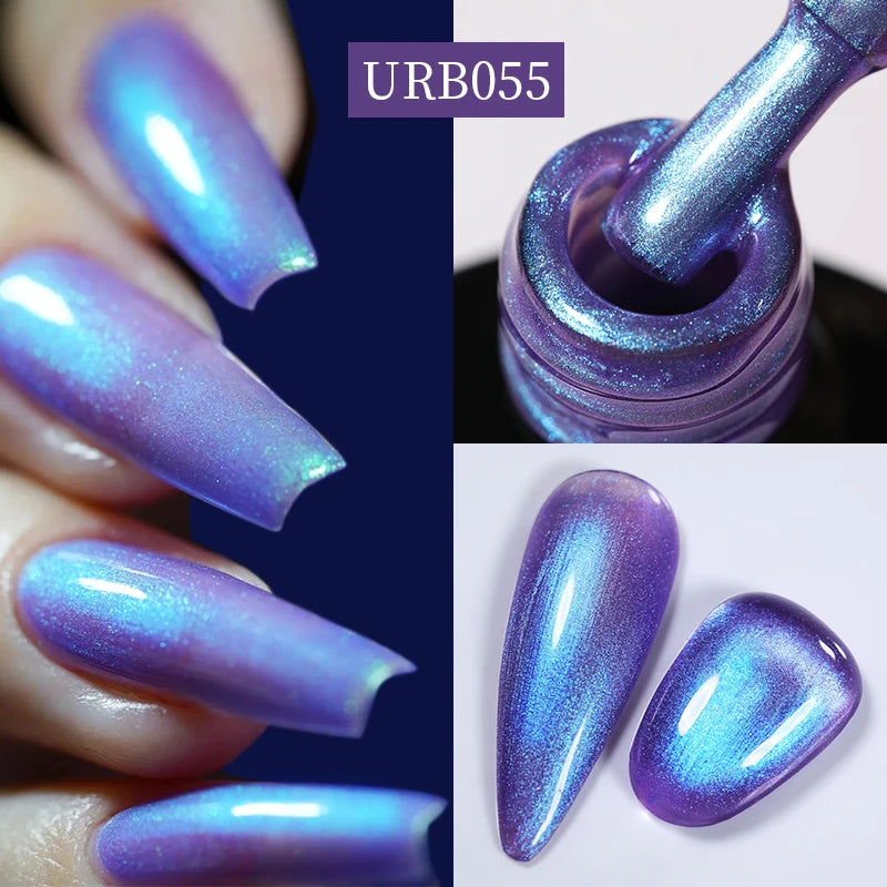 UR SUGAR 7ml Aurora Rubber Base Gel Nail Polish Sparking Glitter Chrome Semi Permanent Soak Off UV LED Nail Art Supplies Vernis