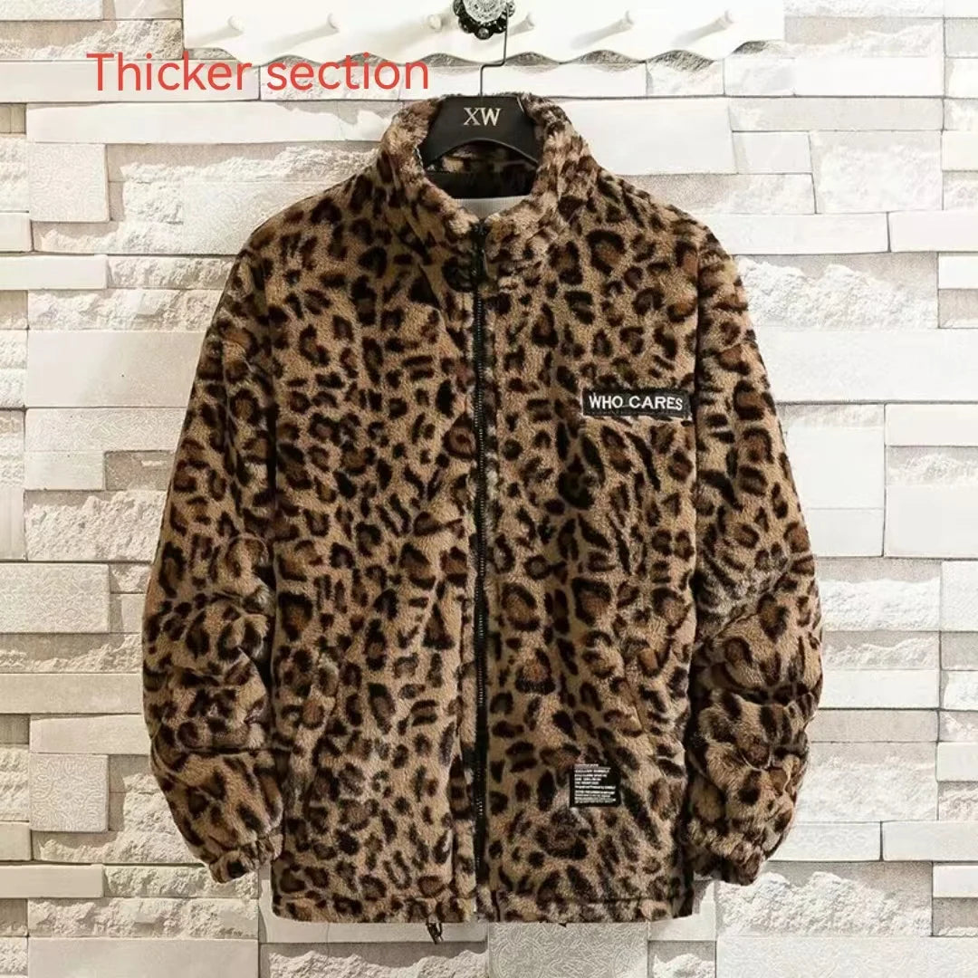 2023 Fall/winter Leopard Print Jacket Loose and Comfortable Cotton-padded Jacket Fashion Men's and Women's Autumn Warm Jacket