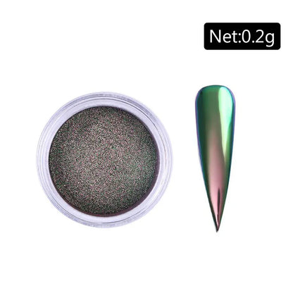 NICOLE DIARY Aurora Nail Powder Chrome Pigment Pearl Metallic Rubbing Dust Chameleon Effect Nail Art Glitter Manicure Decoration