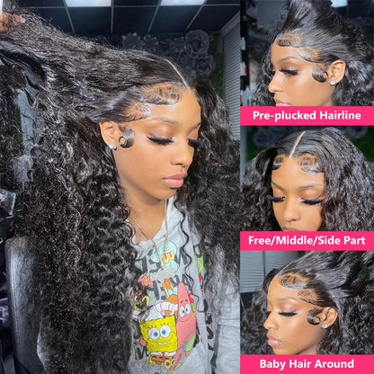 Gabrielle Deep Wave Frontal Wig Brazilian Curly 13x6 Lace Front Human Hair Wigs for Women Glueless 5x5 Closure Wig 180% Density