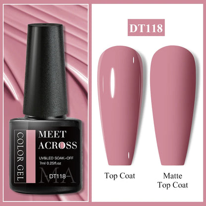 MEET ACROSS 7ml Dark Red Gel Nail Polish Nail Art Gel Burgundy Aunt Red Winter Semi-Permanent Long-Lasting Varnish Manicure