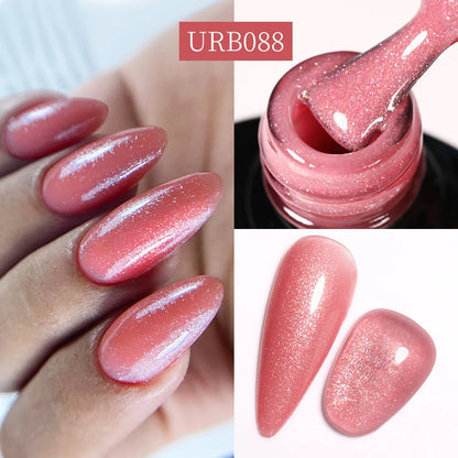 UR SUGAR 7ml Nude Pink Glitter Rubber Base Gel Polish Sparking Sequins Semi Permanent Soak Off Nail Art Varnish All For Manicure