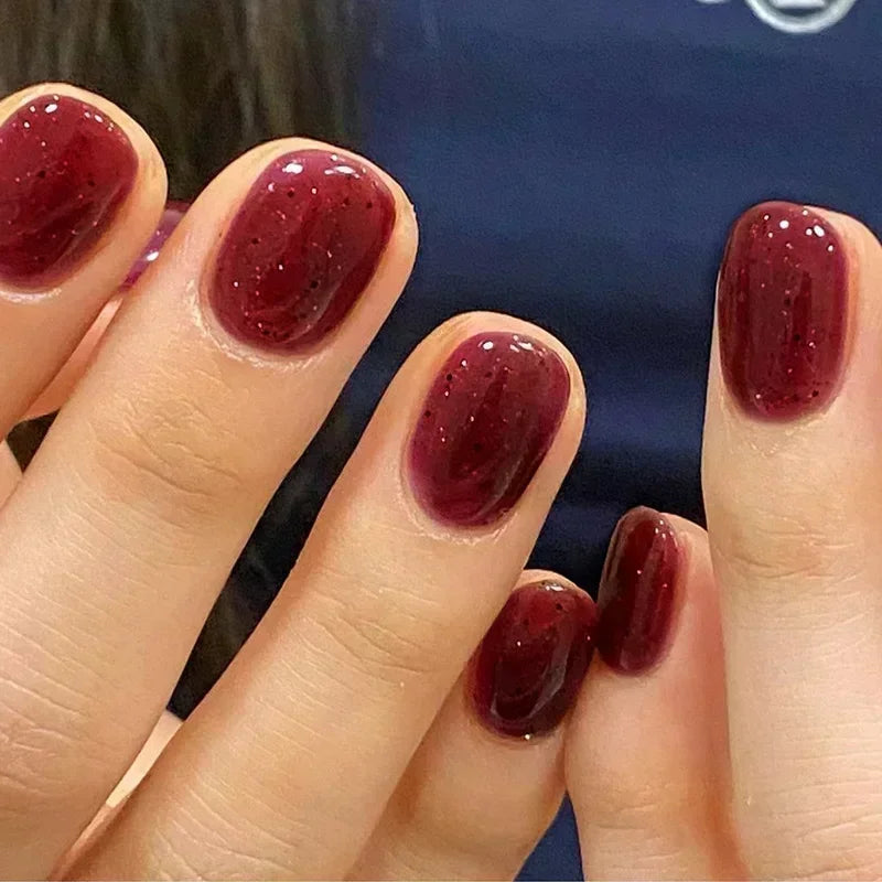 24Pcs Ballerina False Nails with Glue Short Nail Beauty Tools Press on Fake Nails Full Cover Artificial Nails Tips Manicure