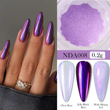 NICOLE DIARY 5g Aurora Pearl White Pink Nail Powder Chrome Pigments Metallic Rubbing Dust Moonlight Effect Nail Arts Decoration