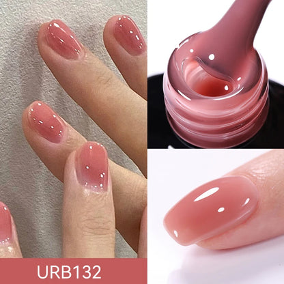 UR SUGAR 7ml Nude Pink Glitter Rubber Base Gel Polish Sparking Sequins Semi Permanent Soak Off Nail Art Varnish All For Manicure