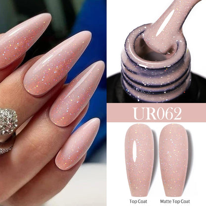 UR SUGAR 7.5ml Glitter Nude Color Nail Gel Polish Semi-permanent Varnish Soak Off Nail Art Base Top Coat UV LED Gel Manicure