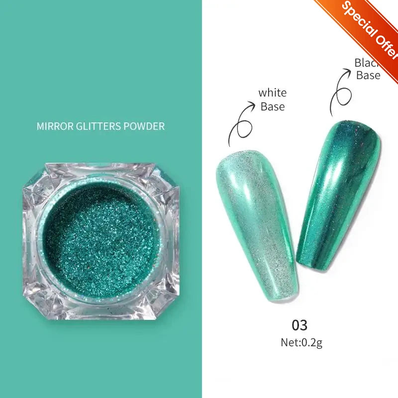 NICOLE DIARY 5g Aurora Pearl White Pink Nail Powder Chrome Pigments Metallic Rubbing Dust Moonlight Effect Nail Arts Decoration