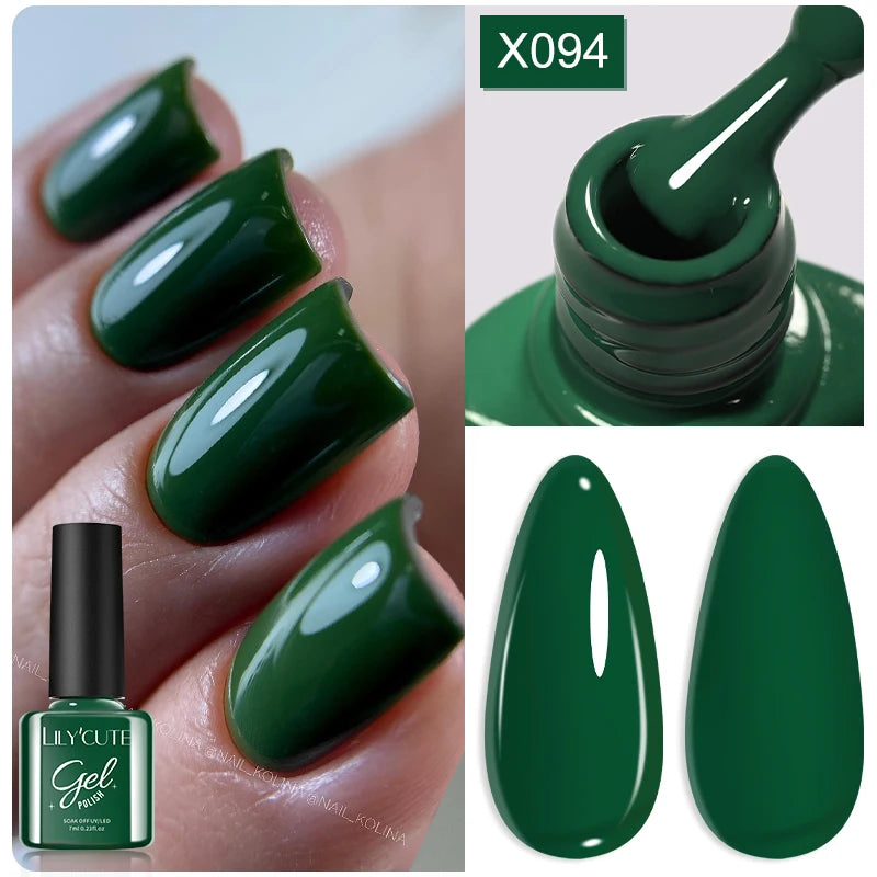 LILYCUTE 7ml Autumn Red Brown Gel Nail Polish 125 Colors All For Manicure Semi Permanent Soak Off Base Top Coat Nail Art Varnish