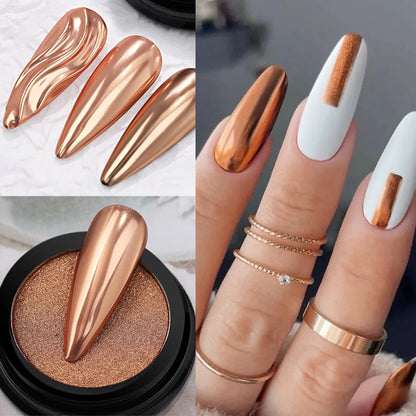 NICOLE DIARY Aurora Nail Powder Chrome Pigment Pearl Metallic Rubbing Dust Chameleon Effect Nail Art Glitter Manicure Decoration