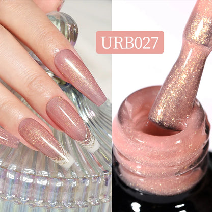 UR SUGAR 7ml Nude Pink Glitter Rubber Base Gel Polish Sparking Sequins Semi Permanent Soak Off Nail Art Varnish All For Manicure