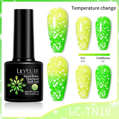 LILYCUTE Thermal Gel Nail Polish 3-layers Color Changing Effect Gel Varnishes All For Manicure Long Lasting Nails Art UV Gel