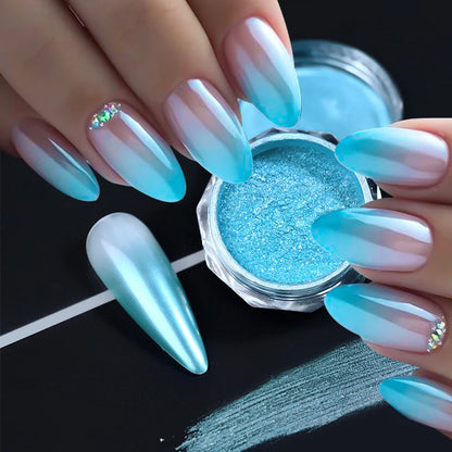 NICOLE DIARY 5g Aurora Pearl White Pink Nail Powder Chrome Pigments Metallic Rubbing Dust Moonlight Effect Nail Arts Decoration