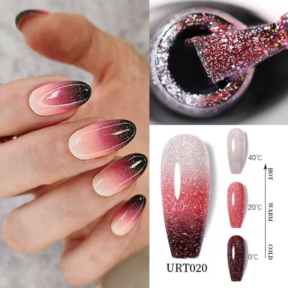 UR SUGAR 7.5ml Thermal Nail Gel Polish Winter Snow Sequins Color Changing Snowflakes Soak Off UV Semi-permanent Nail Art Varnish