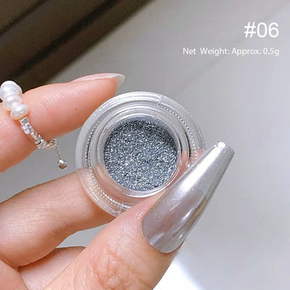 NICOLE DIARY Bright White Pearl Nail Powder Moonlight Plating Mirror Aurora Effect Pigments UV Gel Polish Chrome Dust Nail Decor