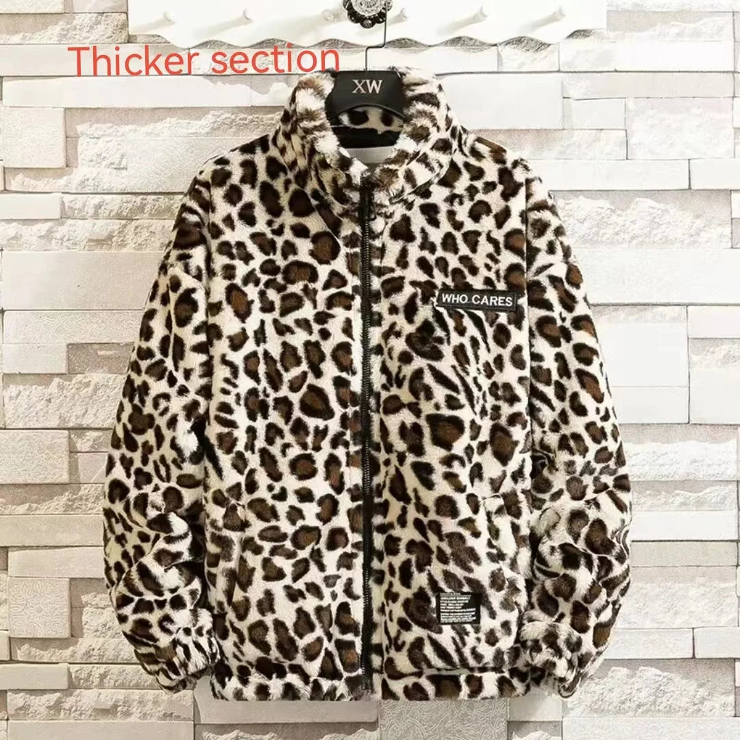 2023 Fall/winter Leopard Print Jacket Loose and Comfortable Cotton-padded Jacket Fashion Men's and Women's Autumn Warm Jacket