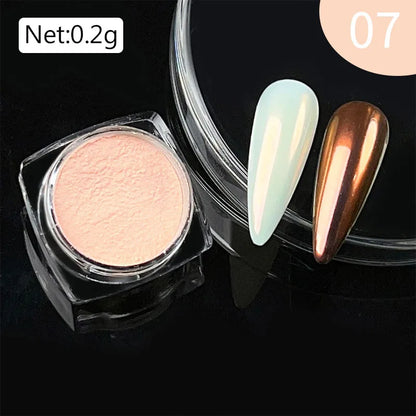 NICOLE DIARY Aurora Nail Powder Chrome Pigment Pearl Metallic Rubbing Dust Chameleon Effect Nail Art Glitter Manicure Decoration