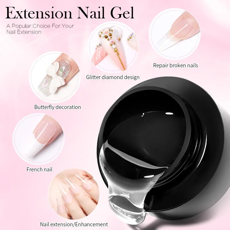 BORN PRETTY 60/30ml Hard Jelly Extension Nail Gel Polish French Nails Nude Pink White Clear Fibre Glass Gum For Manicure Extend