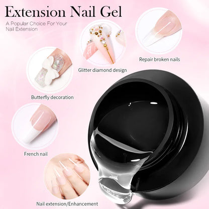 BORN PRETTY 60/30ml Hard Jelly Extension Nail Gel Polish French Nails Nude Pink White Clear Fibre Glass Gum For Manicure Extend