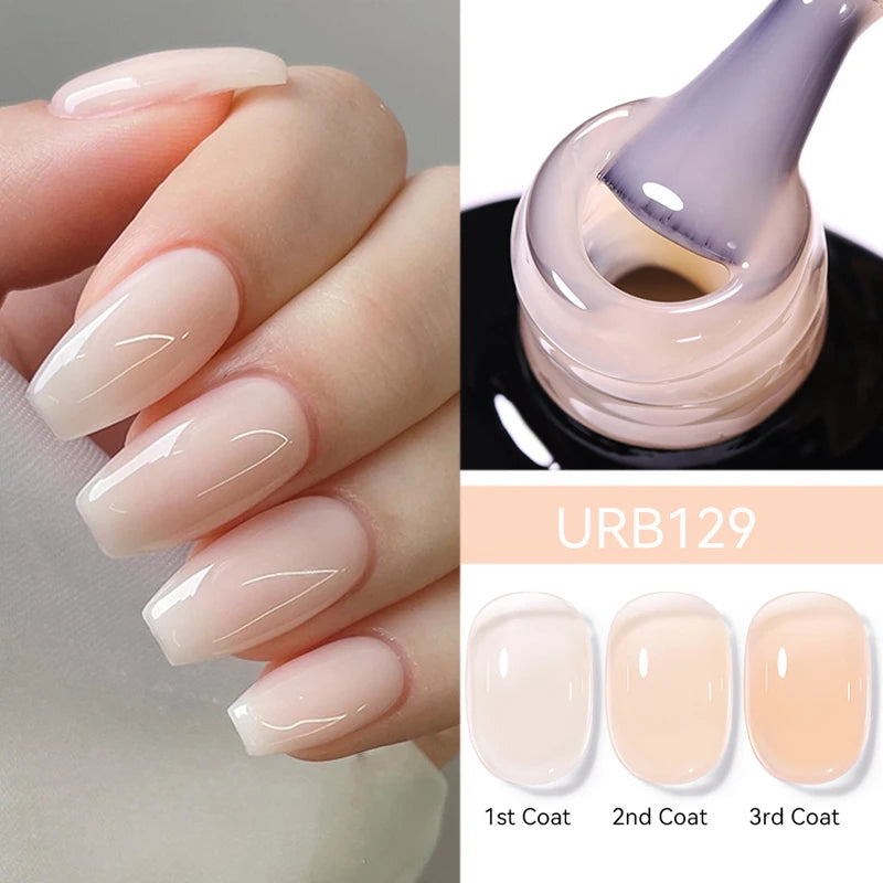 UR SUGAR 7ml Nude Pink Glitter Rubber Base Gel Polish Sparking Sequins Semi Permanent Soak Off Nail Art Varnish All For Manicure