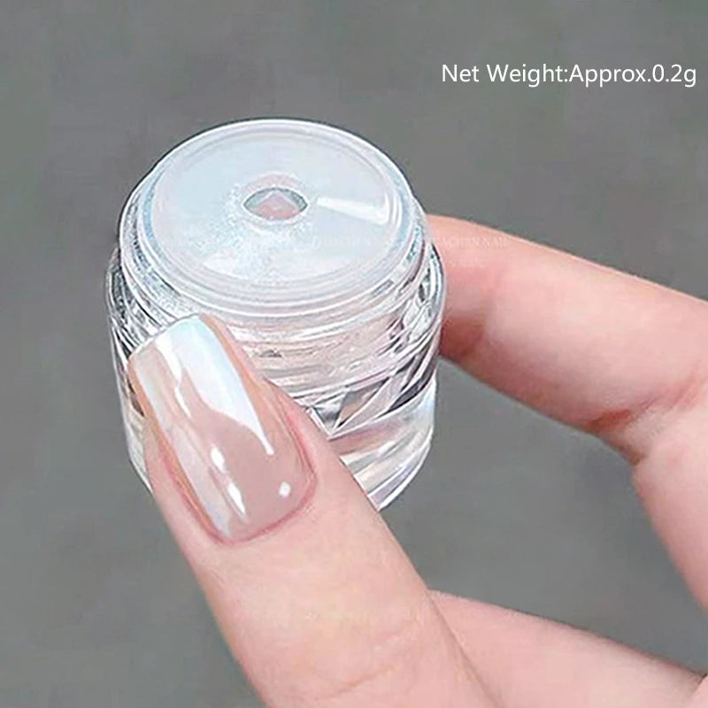 NICOLE DIARY Aurora Nail Powder Chrome Pigment Pearl Metallic Rubbing Dust Chameleon Effect Nail Art Glitter Manicure Decoration