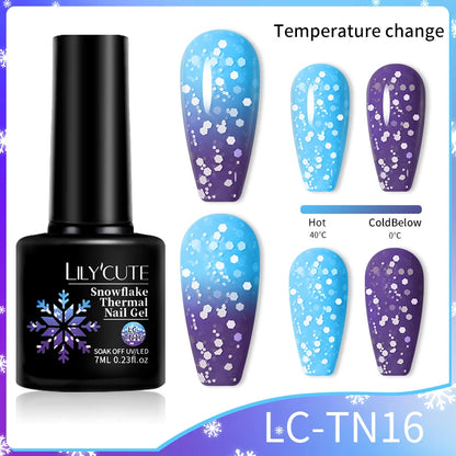 LILYCUTE Thermal Gel Nail Polish 3-layers Color Changing Effect Gel Varnishes All For Manicure Long Lasting Nails Art UV Gel