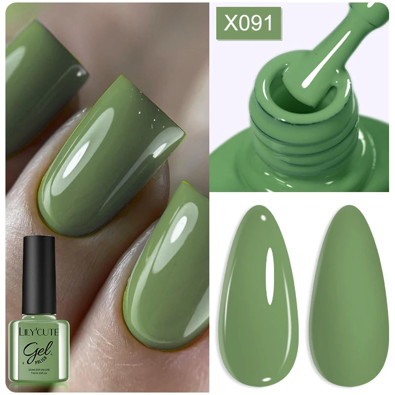 LILYCUTE 7ml Autumn Red Brown Gel Nail Polish 125 Colors All For Manicure Semi Permanent Soak Off Base Top Coat Nail Art Varnish