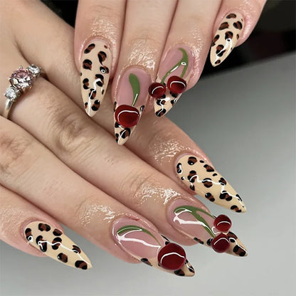 24Pcs Simple French Fake Nails with Almond Head Design Detachable 3D Irregular Star Pattern Press on False Nails Manicure Tools