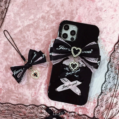 Jirai Kei Ribbon Bow Iphone16 Phone Case with Pendant Apple 15 pro max Sweet Cool SamSung Galaxy Girl's Lolita Phone Case