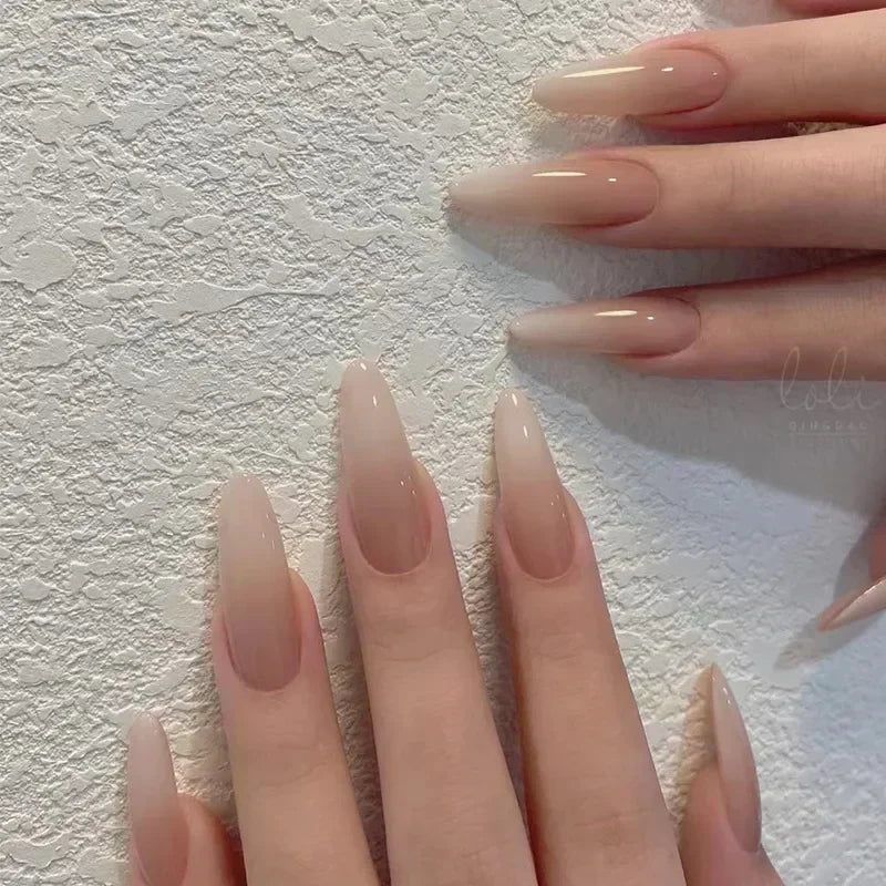 24Pcs Ballerina False Nails with Glue Short Nail Beauty Tools Press on Fake Nails Full Cover Artificial Nails Tips Manicure
