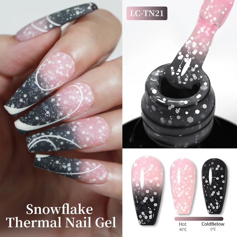 LILYCUTE Thermal Gel Nail Polish 3-layers Color Changing Effect Gel Varnishes All For Manicure Long Lasting Nails Art UV Gel