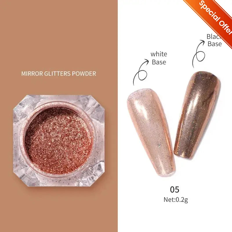 NICOLE DIARY 5g Aurora Pearl White Pink Nail Powder Chrome Pigments Metallic Rubbing Dust Moonlight Effect Nail Arts Decoration