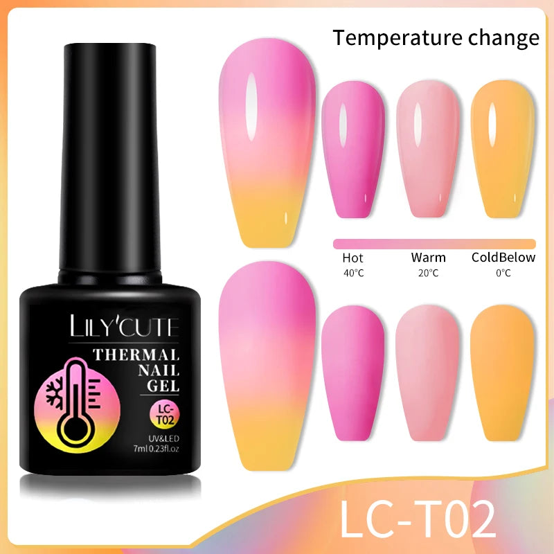 LILYCUTE Thermal Gel Nail Polish 3-layers Color Changing Effect Gel Varnishes All For Manicure Long Lasting Nails Art UV Gel