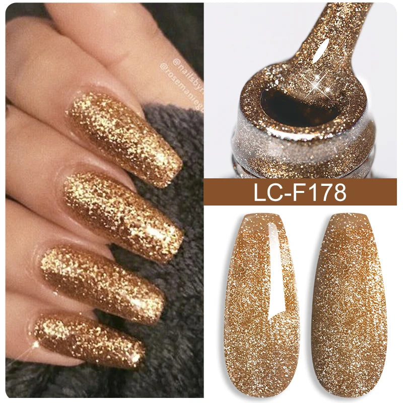 LILYCUTE Nude Glitter Color Sparkling Gel Nail Polish Spring Long Lasting For Manicure Soak Off Nail Base Top Coat Gel Varnish