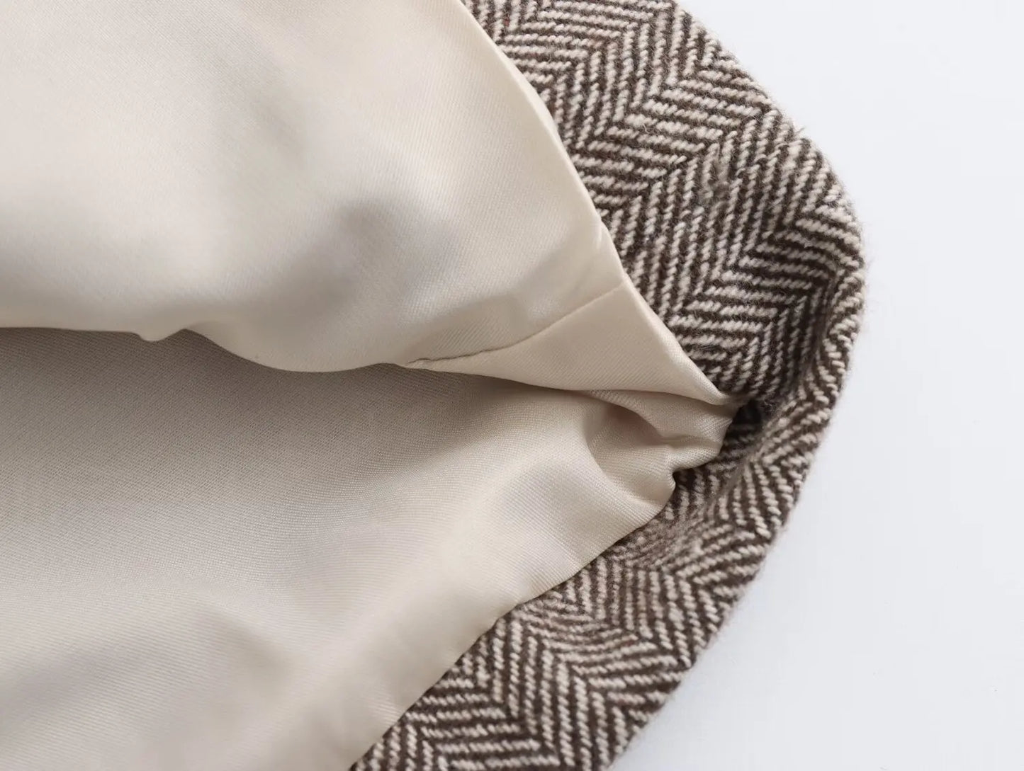 TRAFZA Women Vintage Herringbone Straight-Cut Blazer Lapel Buttons Pockets Blazer New 2024 Fall Winter Fashion Commuter Blazer