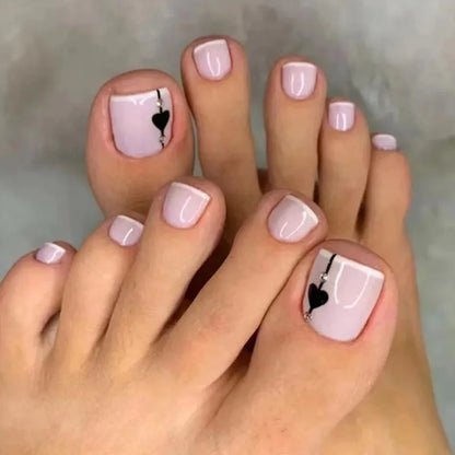 24Pcs False Toes Nails French Square Nude Color Nature Fake Toe Nails Feet Nail Tips Artificial Press On Toenails for Women 2025