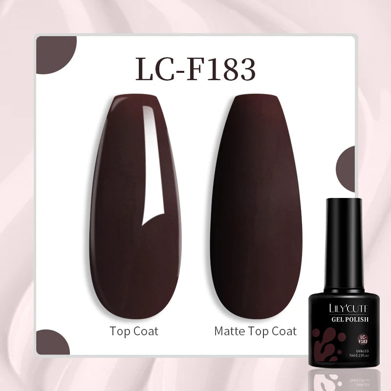 LILYCUTE 7ML Gel Nail Polish Brown Earth Coffee Color Series Semi Permanent UV Gel Chocolate Autumn Winter Nail Art Gel Varnish