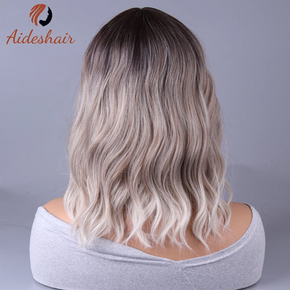 2023 New Internet celebrity style with fringe gradually light gray wigs European and American