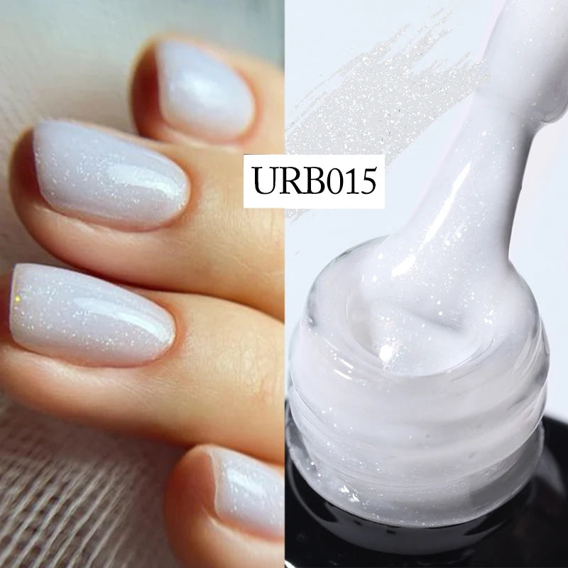 UR SUGAR 7ml Nude Pink Glitter Rubber Base Gel Polish Sparking Sequins Semi Permanent Soak Off Nail Art Varnish All For Manicure