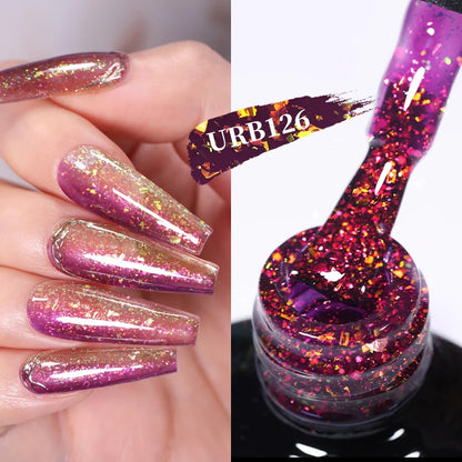 UR SUGAR 7ml Nude Pink Glitter Rubber Base Gel Polish Sparking Sequins Semi Permanent Soak Off Nail Art Varnish All For Manicure