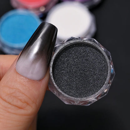 10g/Bottle Pearls White Nail Pigment Glitter Aurora Nail Powder Purple Chrome Glitter Pigment Dust UV Manicure Dip Powder