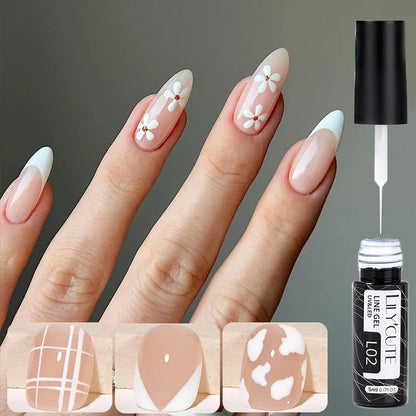 LILYCUTE 5ml White Black Liner Gel Nail Polish Colorful French Painting Stripe Semi Permanent Drawing Nail Art UV Gel Varnish