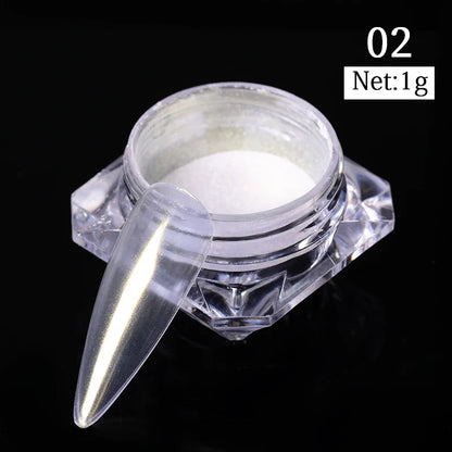 NICOLE DIARY Aurora Nail Powder White Chrome Pigment Pearl Rubbing Dust Mirror Effect Nail Art Glitter Manicure Nail Accessories
