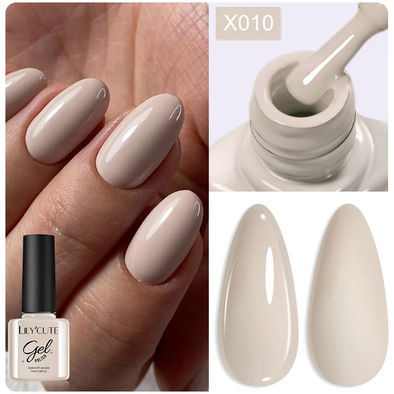 LILYCUTE 7ml Autumn Red Brown Gel Nail Polish 125 Colors All For Manicure Semi Permanent Soak Off Base Top Coat Nail Art Varnish