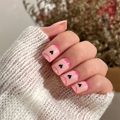 24Pcs Removable Wearable False Nails Art Short Glitter French Gold Edge Fake Nails Waterproof Press on Nail Tips Nails Supplies