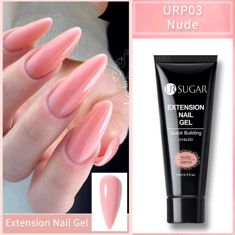 UR SUGAR 15ml Nail Extension Gel Soak Off UV LED Acrylic Crystal White Clear Nude Gel Nail Polish UV Construction Gel