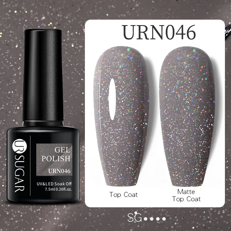 UR SUGAR 7.5ml Glitter UV Gel Nail Polish Glitter Sequins Soak Off UV Gel Varnish Colorful Nail Gel Polish DIY Nail Art Polish